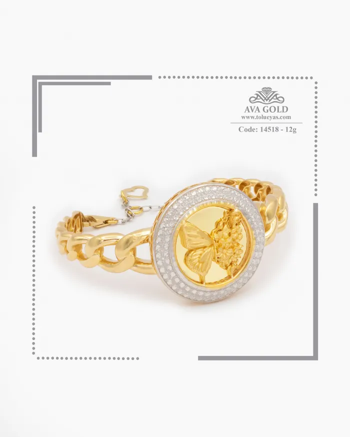 دستبند طلا زنانه آوار مدل رویال 14518